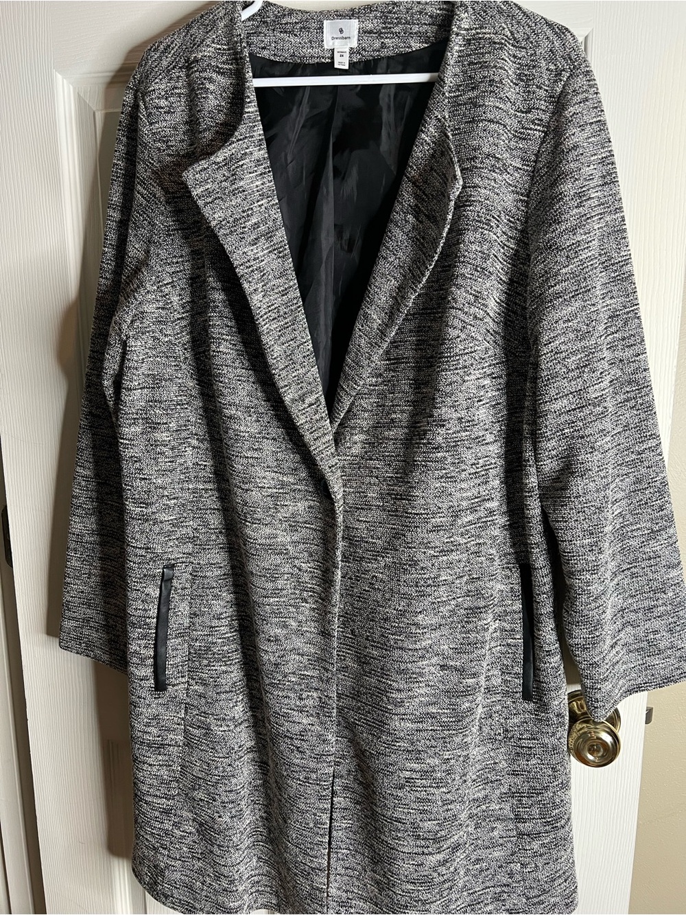 Dressbarn Marled Gray Knit Open Front Blazer Jacket with Pockets